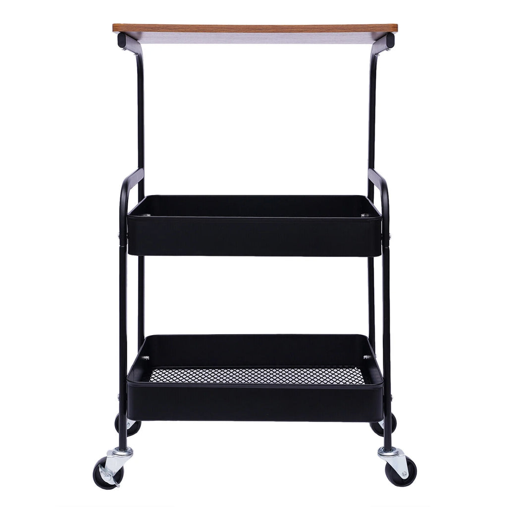 3 Tier Rolling Printer Cart with Wheel (Black+Brown) W1738