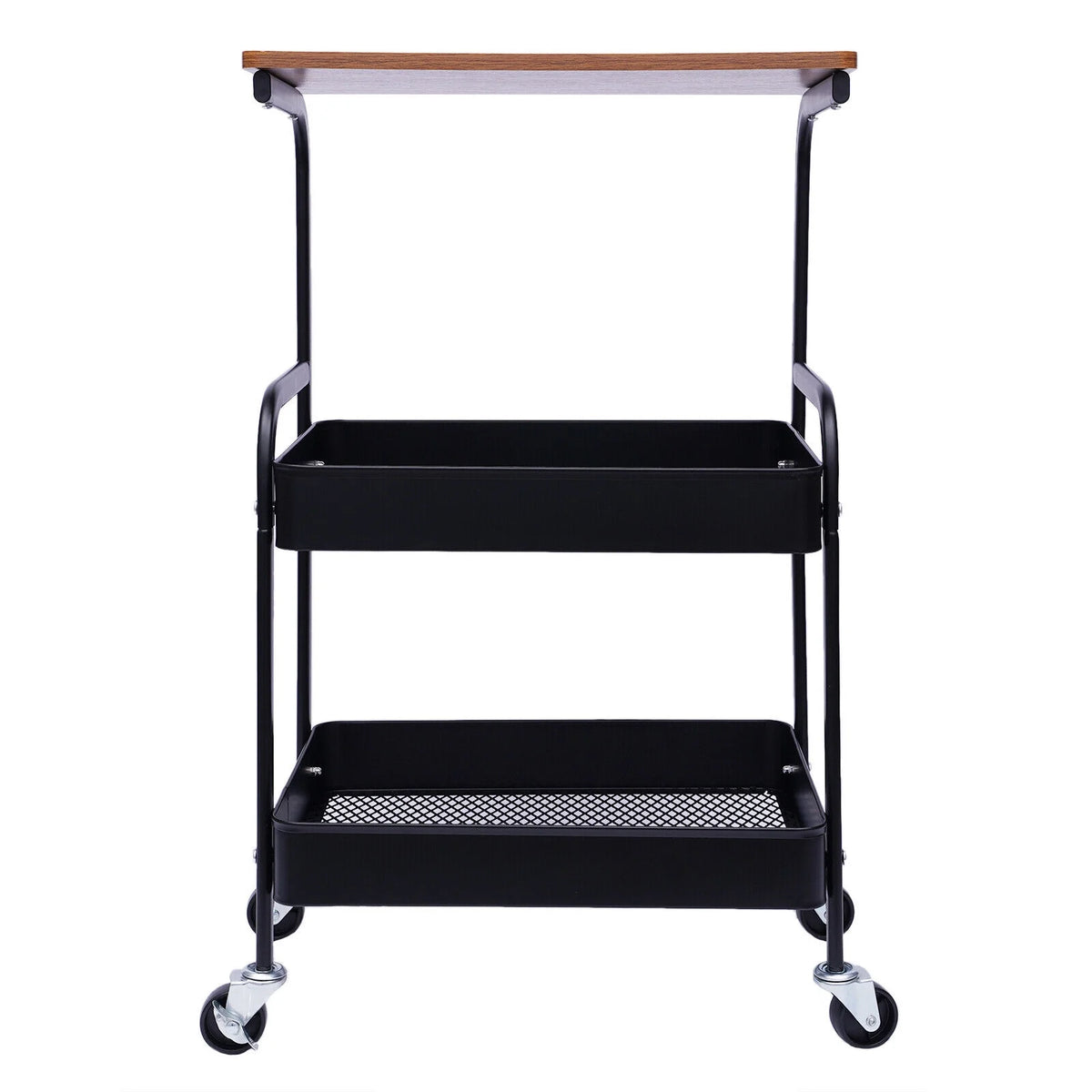 3 Tier Rolling Printer Cart with Wheel (Black+Brown) W1738