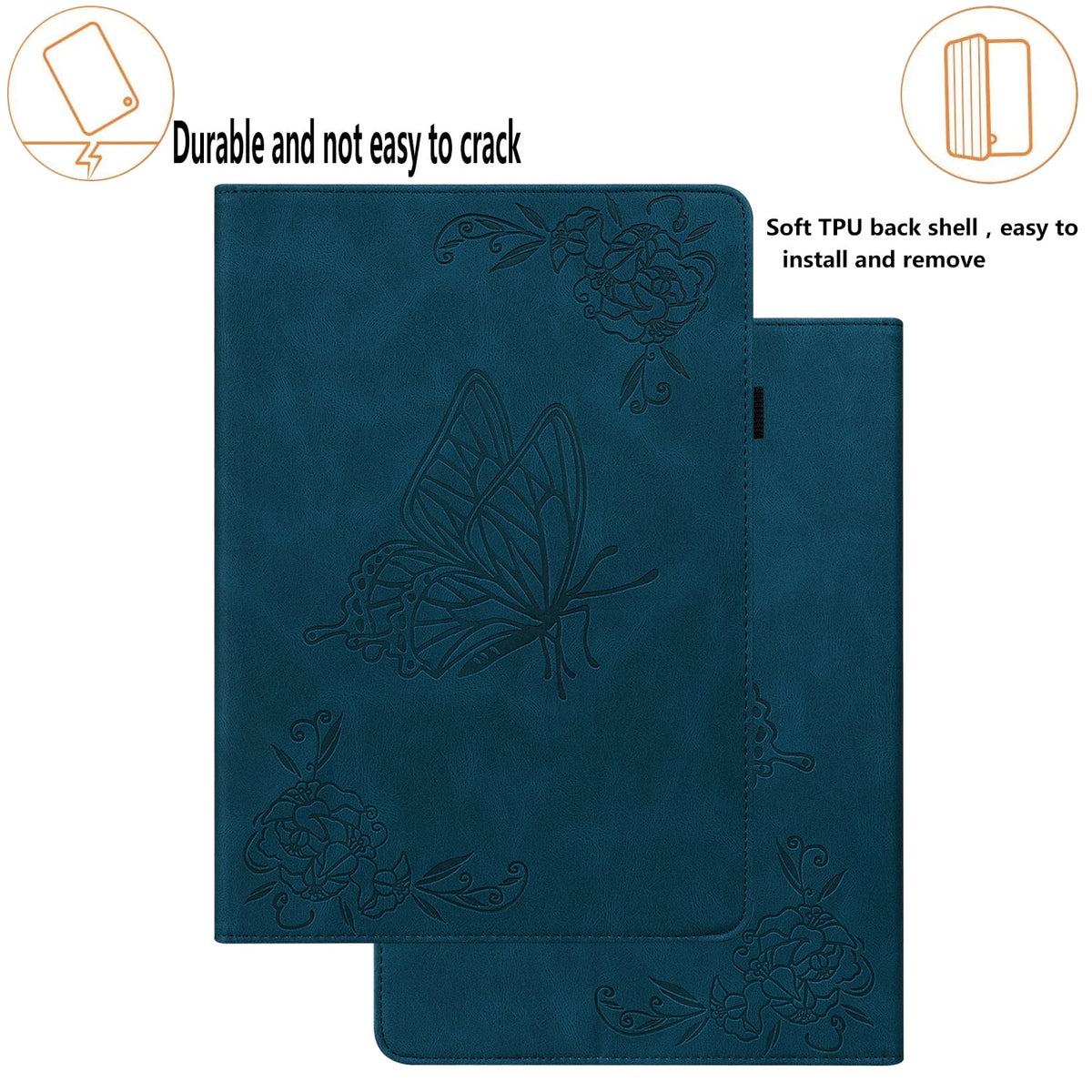 Blue PU Leather Folio Stand Cover for iPad 10th Gen Q23588