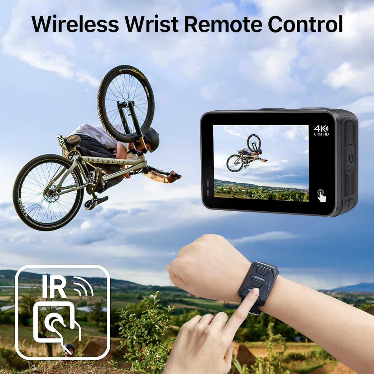 4K30FPS WiFi Action Camera Waterproof Sports Camera with Dual Touch Screen Display I811
