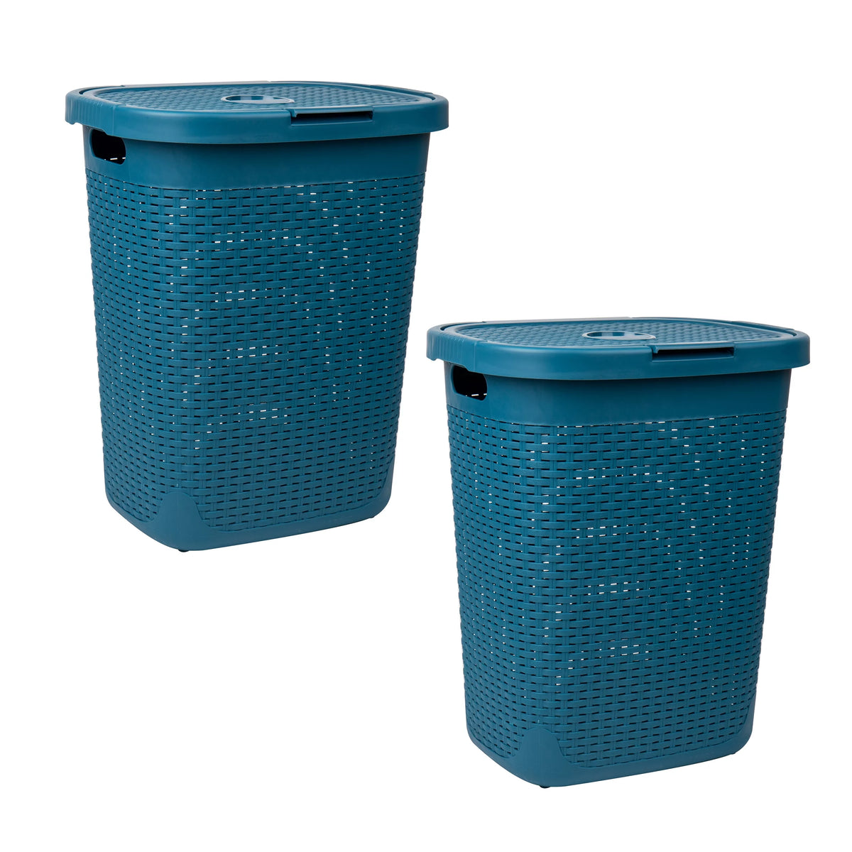 50L Slim Laundry Hamper with Lid, Set of 2, Blue T835