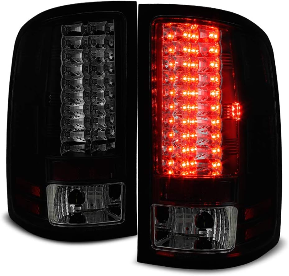 Black Housing Smoked Lens LED Tail Lights Brake Lamps Assembly K8140