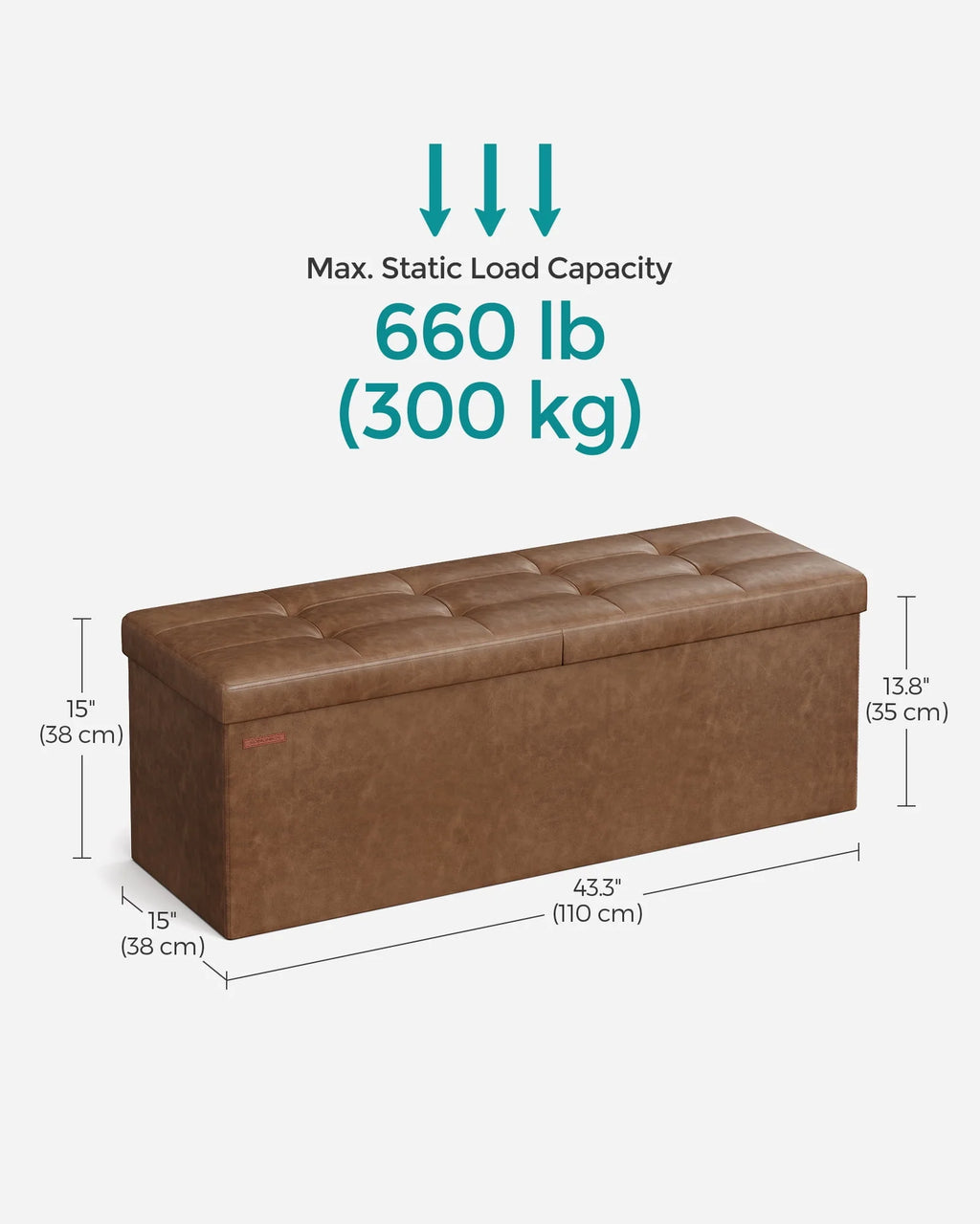 Black Folding Storage Ottoman Bench F751
