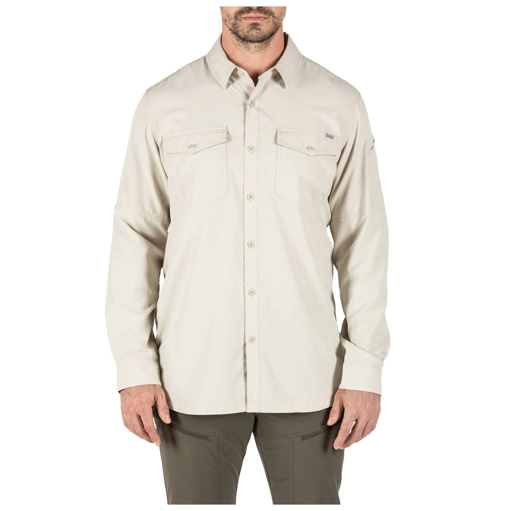 Volcanic Col Men's Long Sleeve Button-Down Shirt, 2 Chest Pockets, 100% Polyester, Regular Fit V286