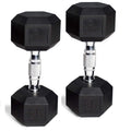 Hex Rubber Dumbbell Set of 2 with Metal Handles, 90 Lbs T60134