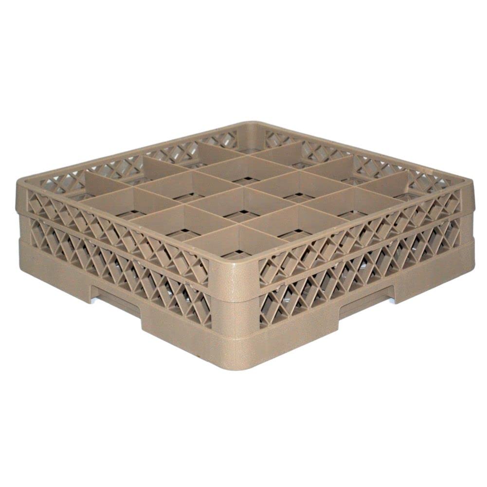 Beige 16 Compartment Glass Rack with 1 Extender Pack of 2 F357