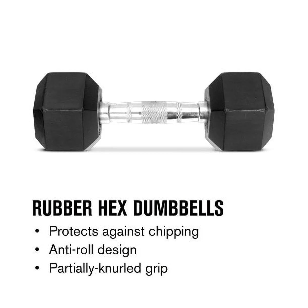 Hex Rubber Dumbbell Set of 2 with Metal Handles, 90 Lbs T60134