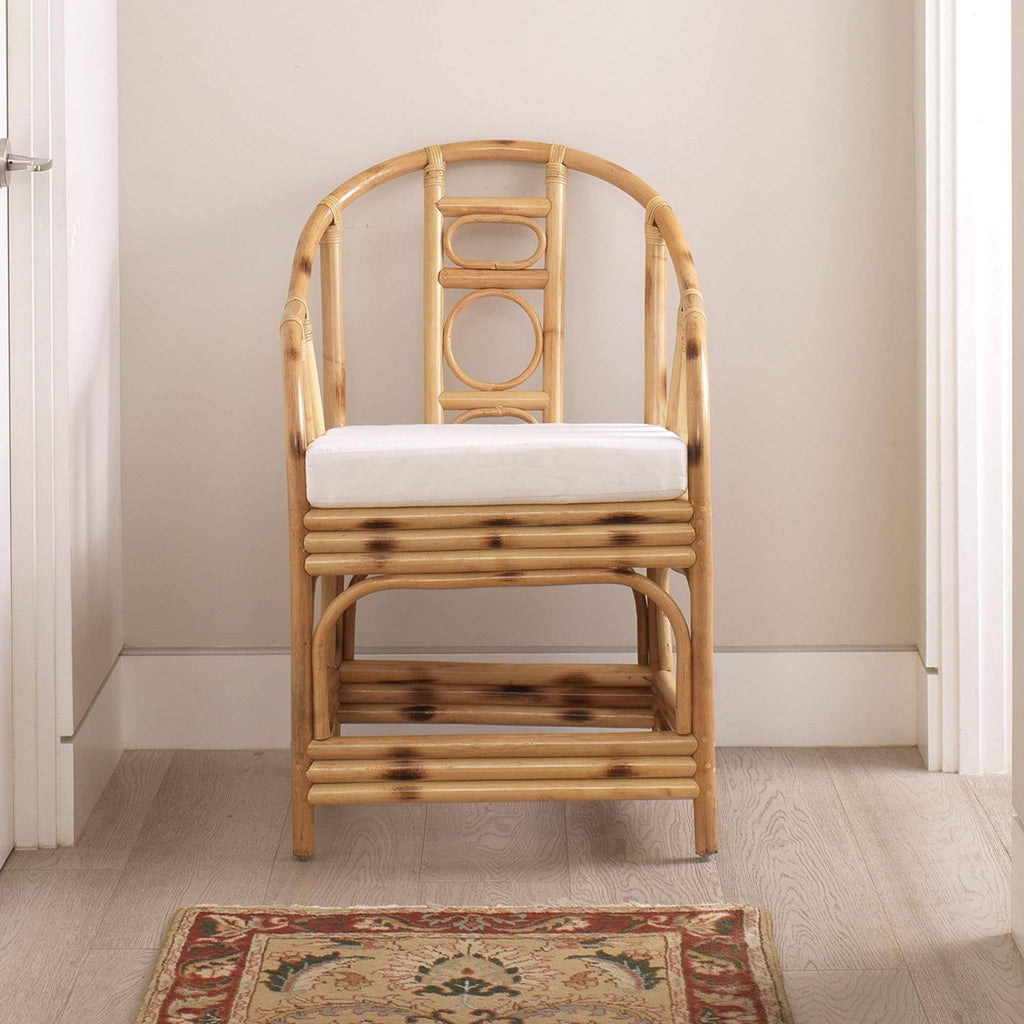Burnt Tortoiseshell Rattan Round Back Arm Chair I70190