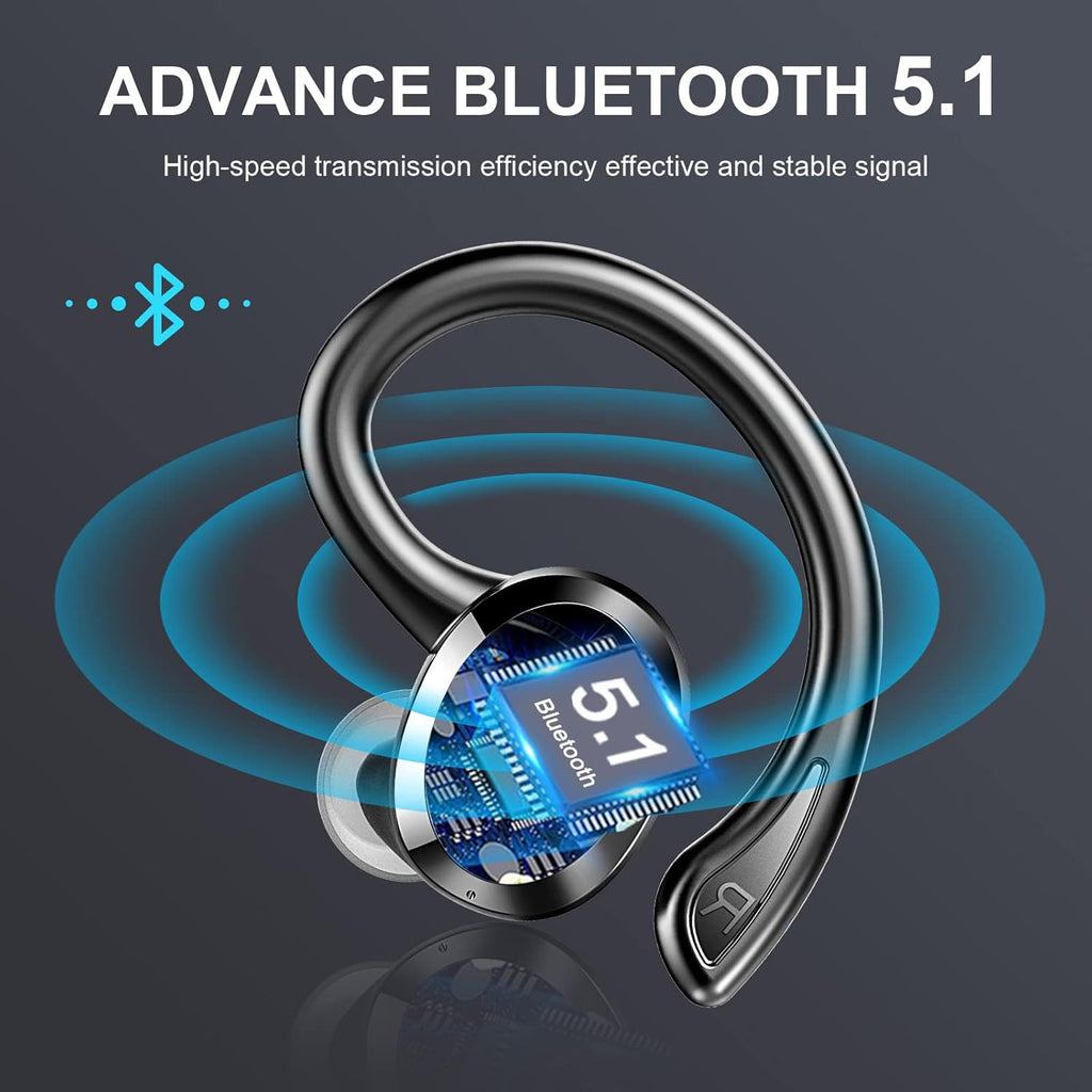 Wireless Bluetooth 5.1 Earbuds with Earhooks, IP7 Waterproof, 48H Playtime F109075