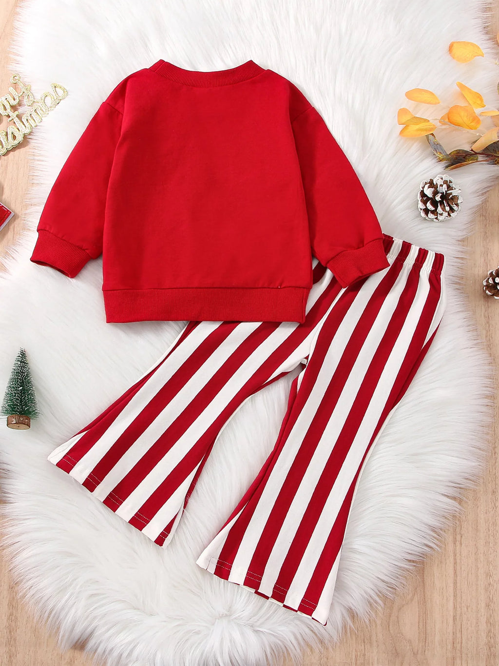 Long Sleeve Round Neck Christmas Shirt and Trousers U174116