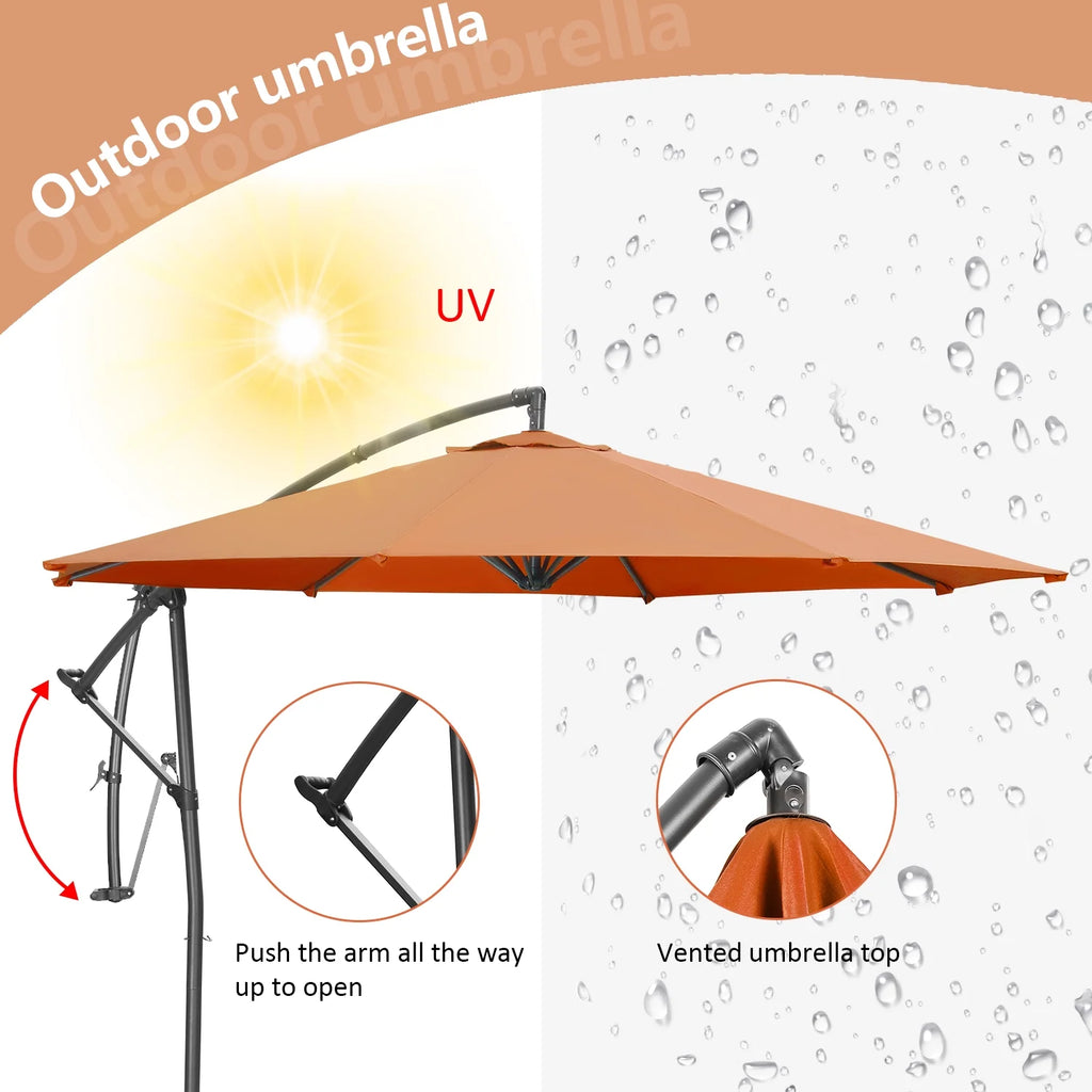 10ft Offset Patio Umbrella with Cross Base L64456