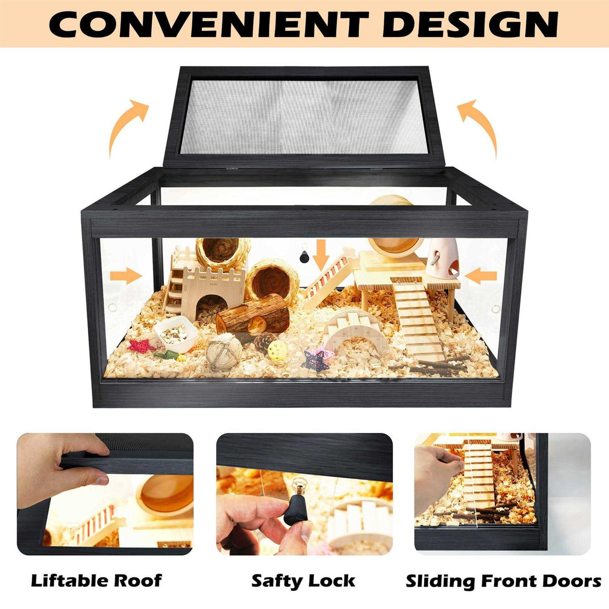 Wooden Hamster Cage with Acrylic Sheets L18757