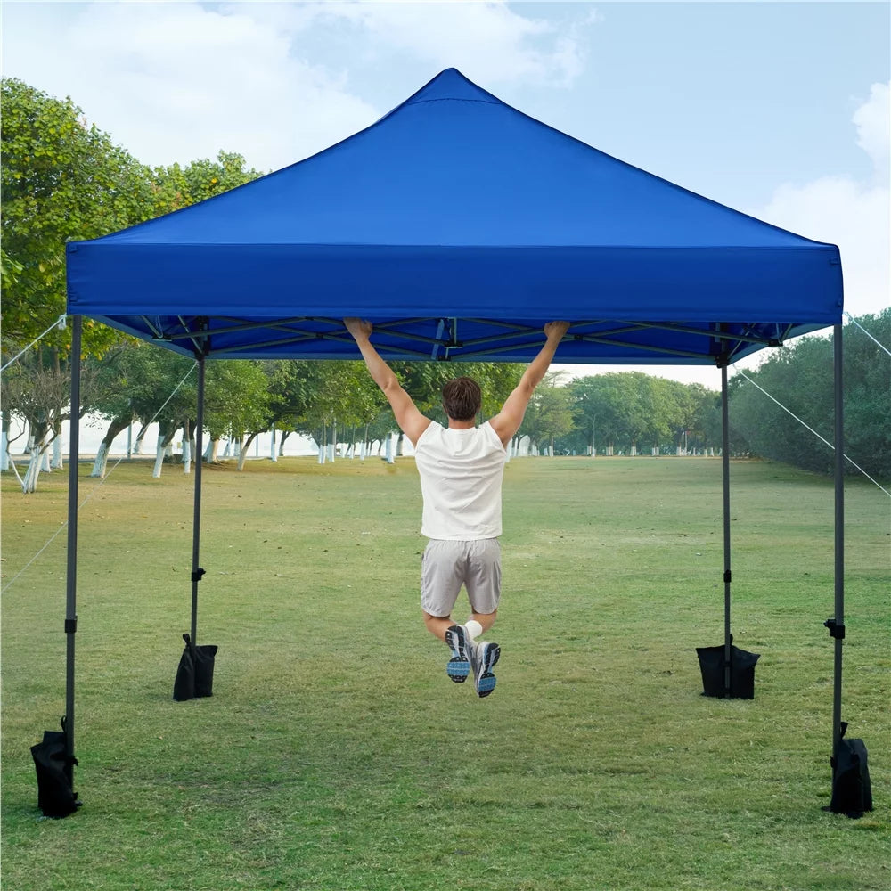Adjustable 10' x 10' Pop-up Canopy with Wheeled Carry Bag, Blue O3361