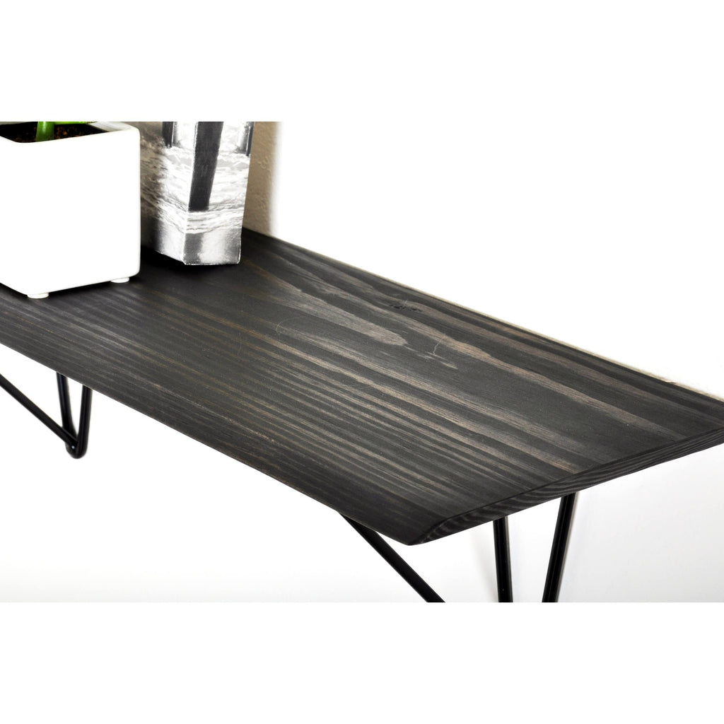 Black Wood Bracket Shelf R8347