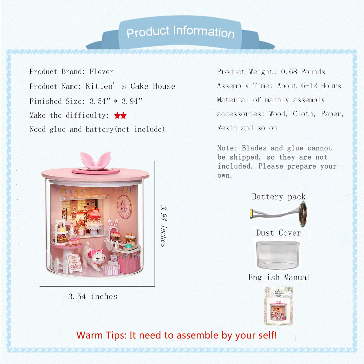 DIY Miniature Dollhouse Kit with LED O7322
