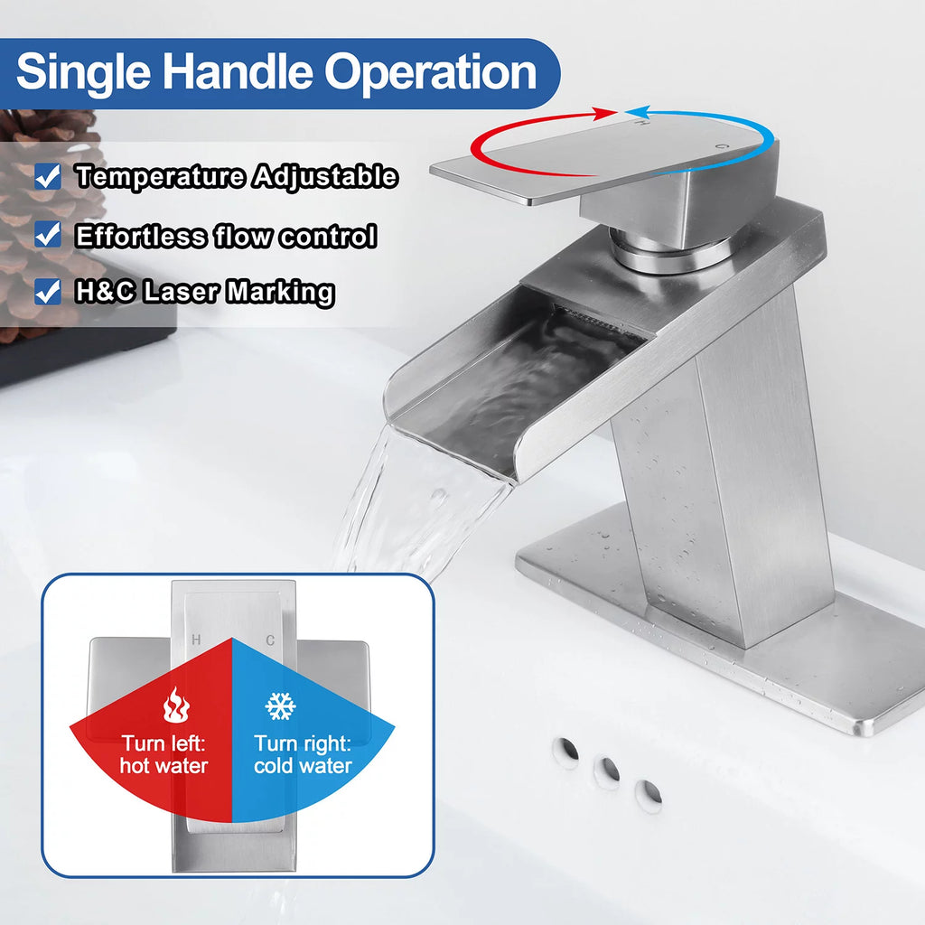 Modern Waterfall Spout Bathroom Sink Faucet E6502