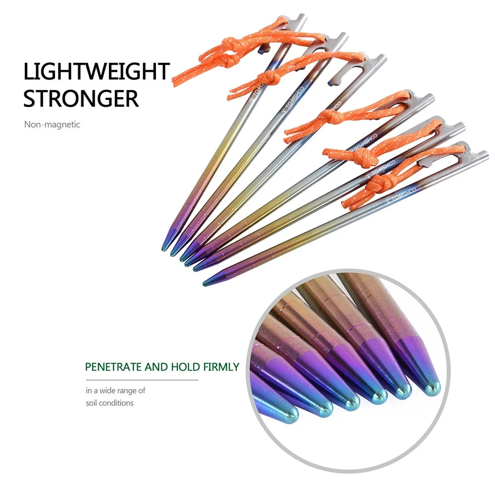 Titanium Tent Stakes 6pcs Ultralight with Reflective Loop (30cm) U6518