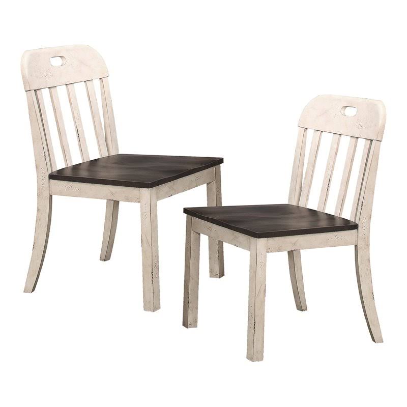 Antique White and Gray Side Chair Set of 2 M2108