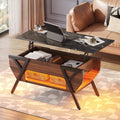 Lift Top Coffee Table with LED Lights and 2-Tier Storage Shelf P160164