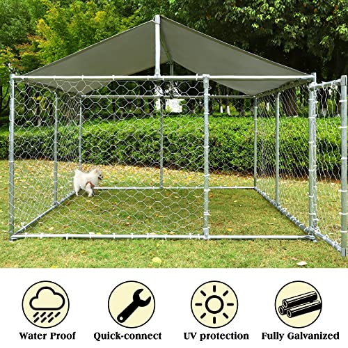 Large Heavy Duty Outdoor Dog Kennel with Water-Resistant Cover W6733