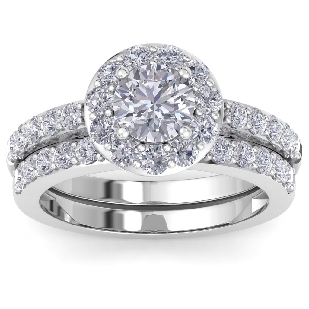 2 1/4 Carat Round Lab Grown Diamond Bridal Set In 14K White Gold O39253