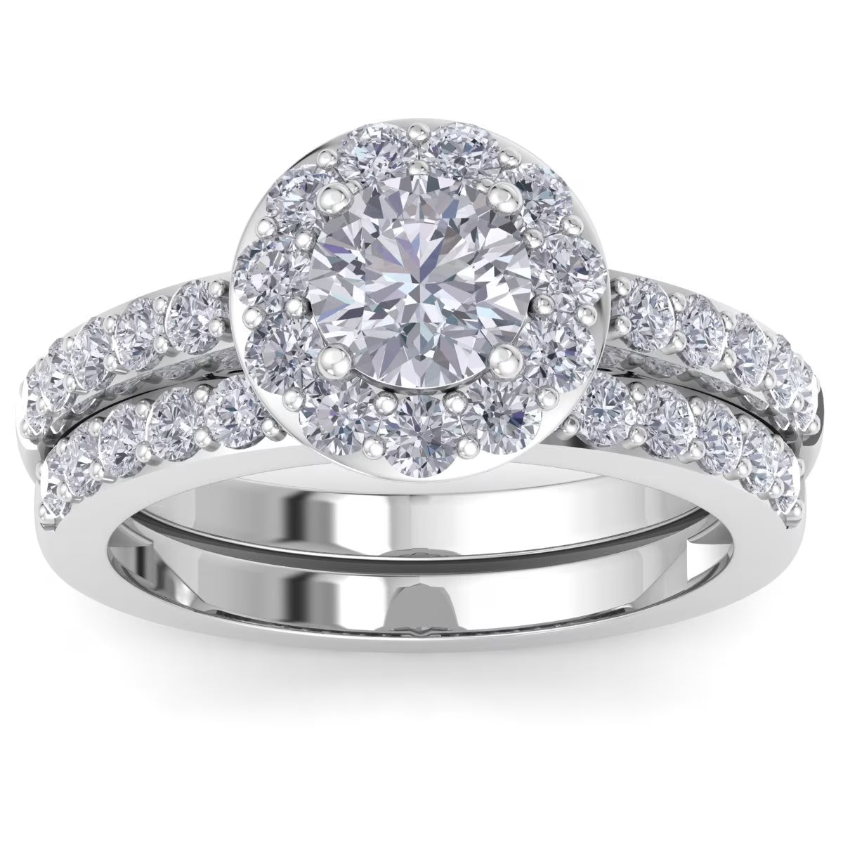2 1/4 Carat Round Lab Grown Diamond Bridal Set In 14K White Gold O39253