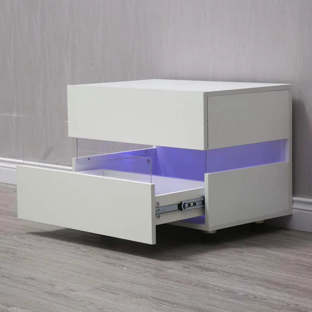 White High Gloss 2 Drawer Nightstand H4231