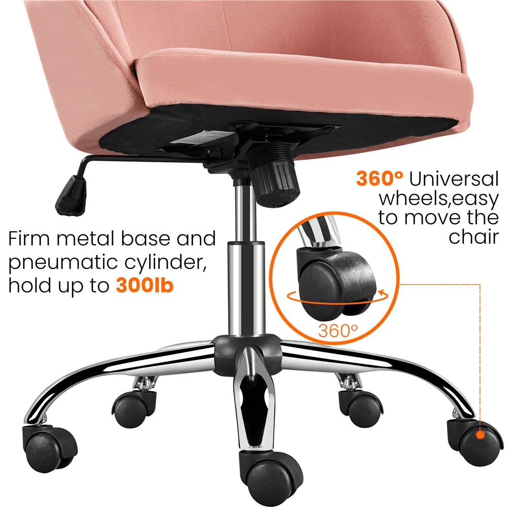 Pink Velvet Adjustable Swivel Office Chair E75423