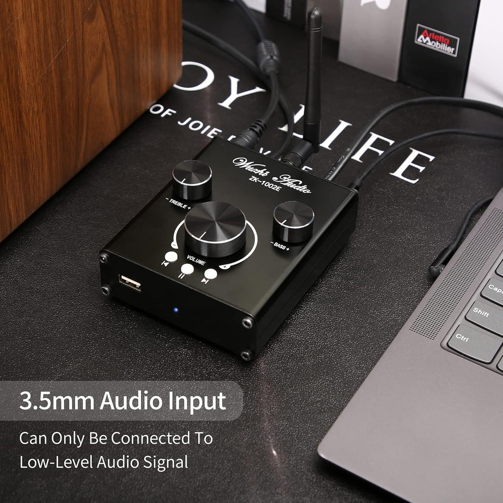 Bluetooth Stereo Audio Amplifier with Treble and Bass Adjustment D77085