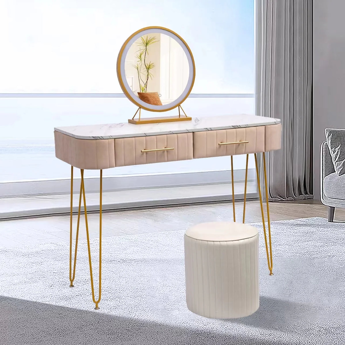Soft Leather Makeup Stool Y5801