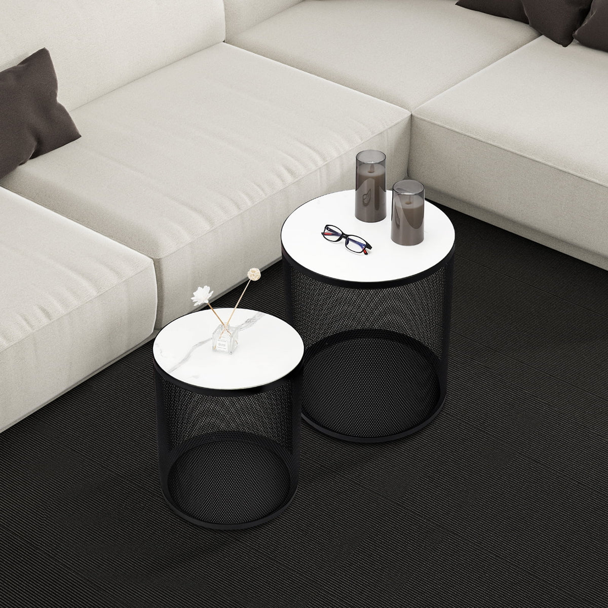 Black Metal Nesting Table Set of 2 E9773
