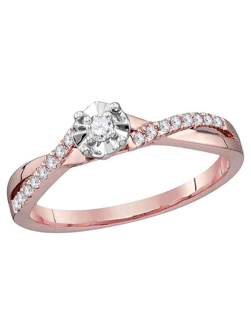 10kt Rose Gold Diamond Solitaire Promise Ring C7637
