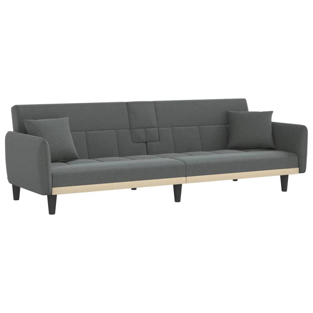 Dark Gray Fabric Sofa Bed with Cup Holders W880