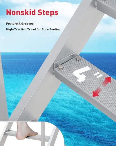 4 Step Aluminum Dock Ladder with Wide Step A30042