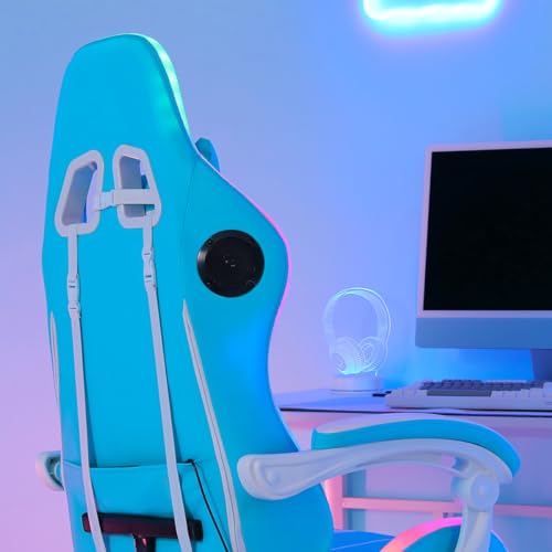 Blue and Black Gaming Chair with Footrest and Massage K9853