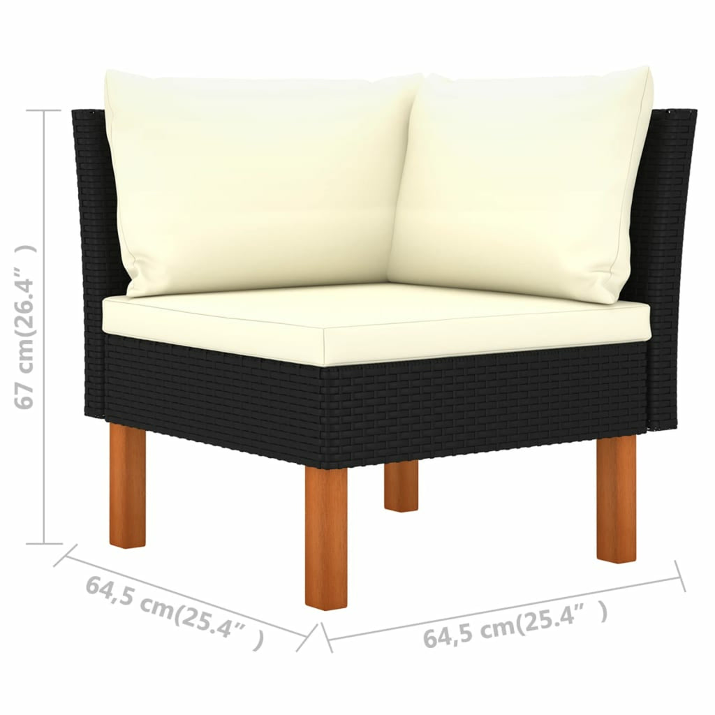 Black Poly Rattan 8 Piece Patio Set with Cushions G8297
