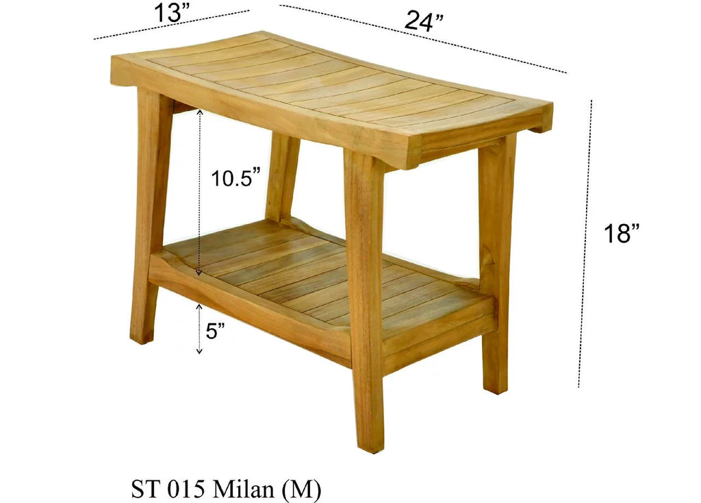 Teak Wood Shower Seat 24" Outdoor Bench W9020
