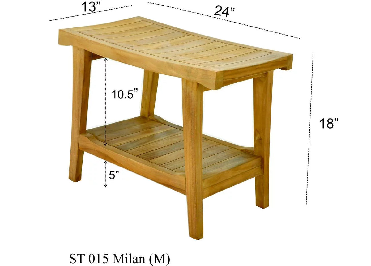 Teak Wood Shower Seat 24" Outdoor Bench W9020