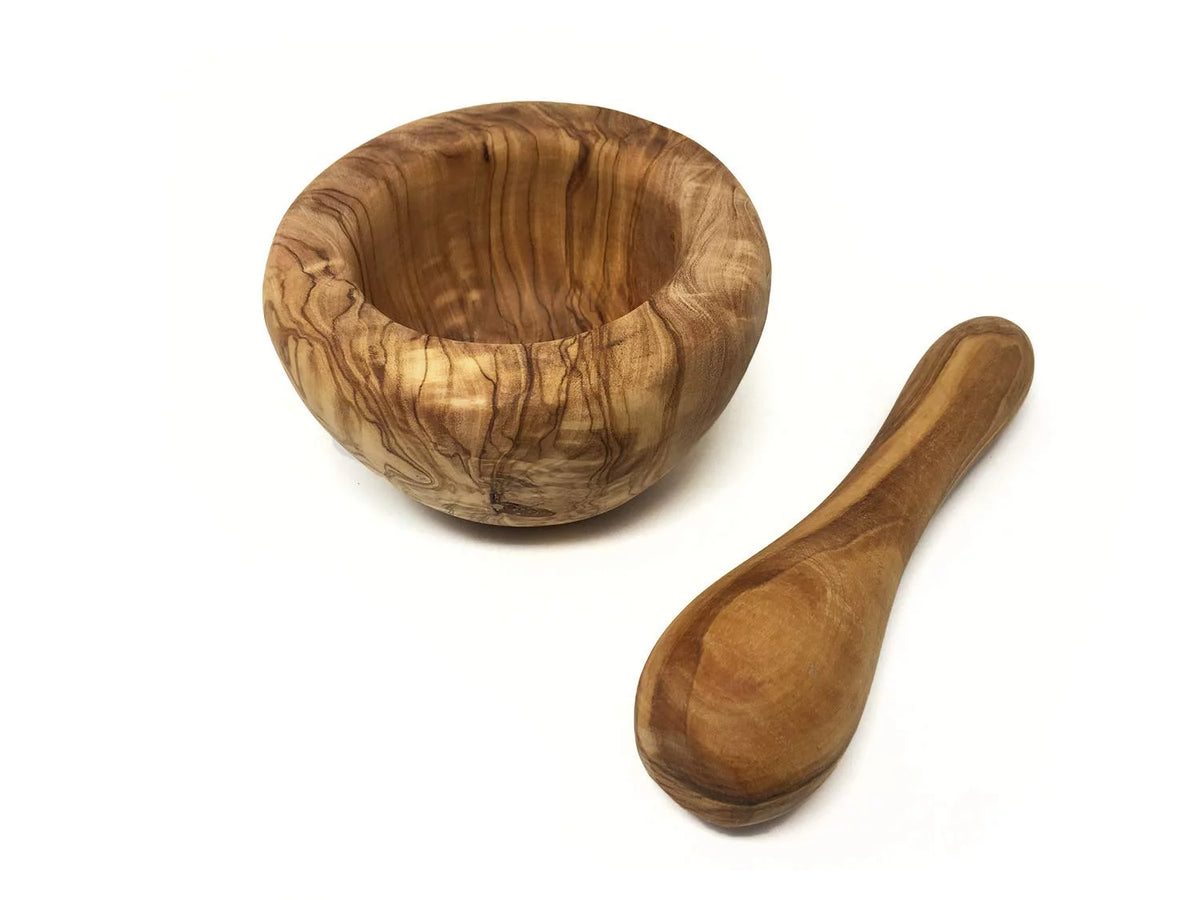 Olive Wood Mortar And Pestle Set W714