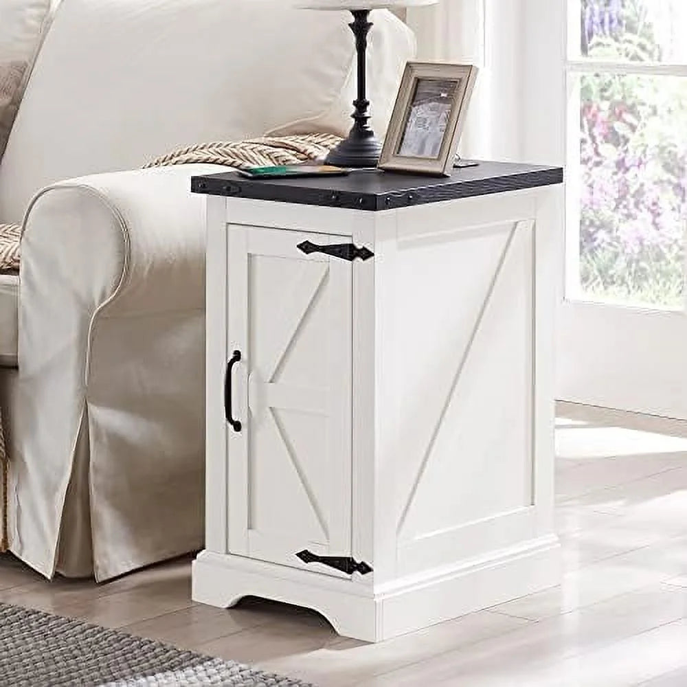 Black Rectangular Wood Nightstand with Charging Station H806