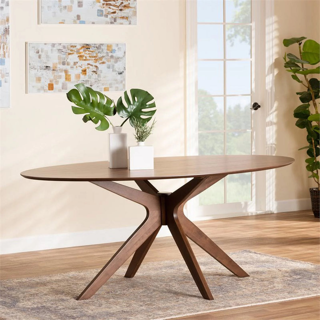 Walnut Brown Wood 71-Inch Oval Dining Table H393840