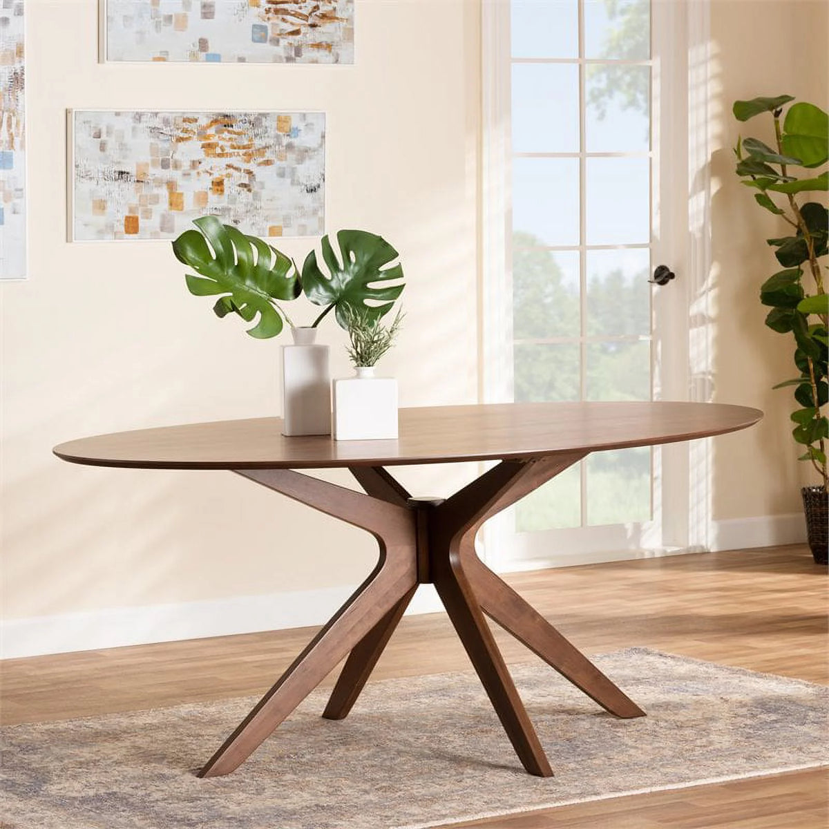 Walnut Brown Wood 71-Inch Oval Dining Table H393840