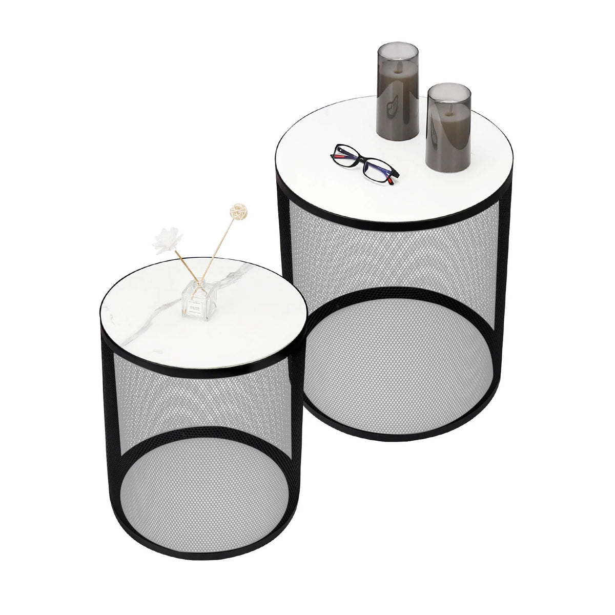 Black Metal Nesting Table Set of 2 E9773