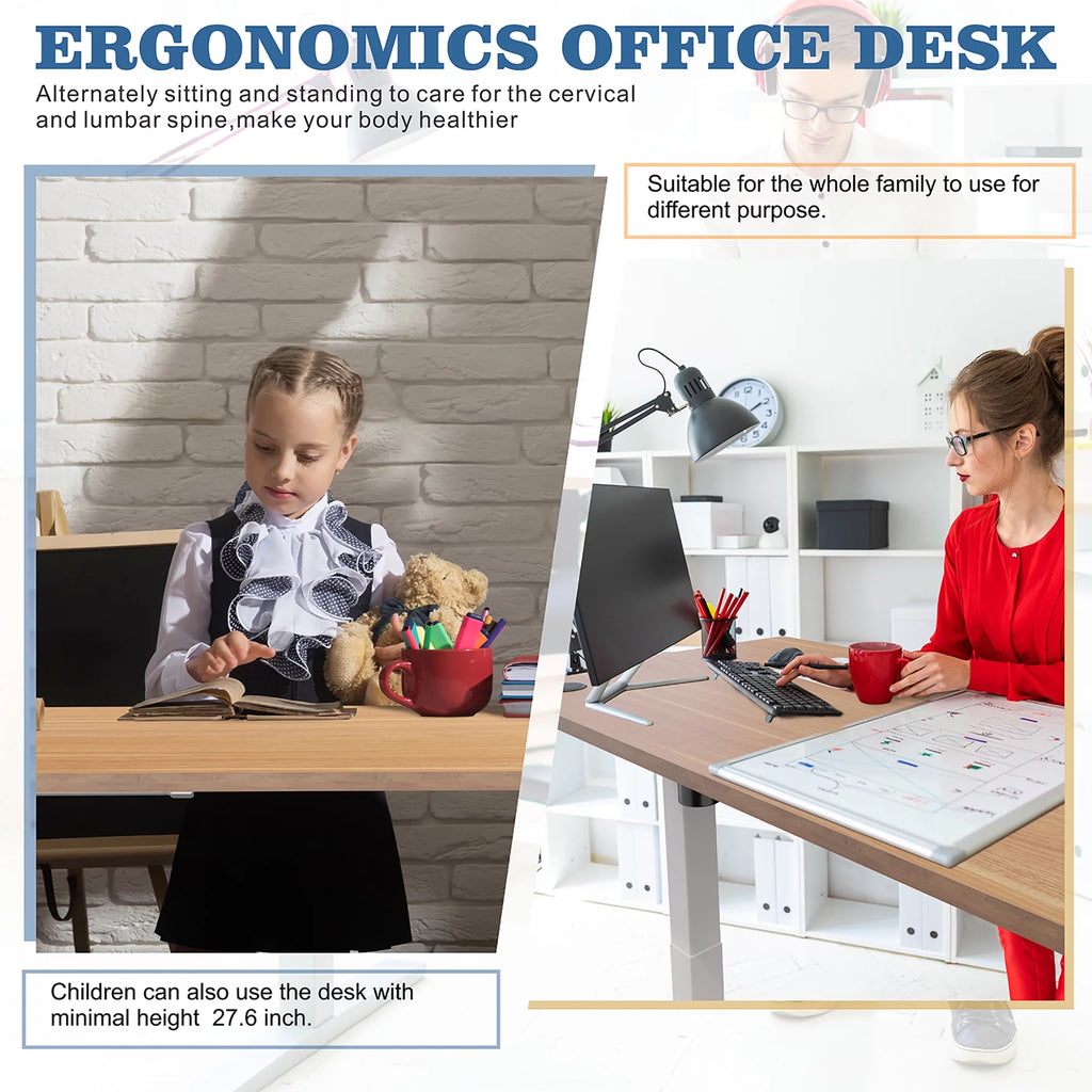 Electric Height Adjustable Standing Desk 63 x 24 Inches White Frame/Yellow Top C443216