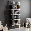 White Metal Wood Accent Ladder Bookcase B126763