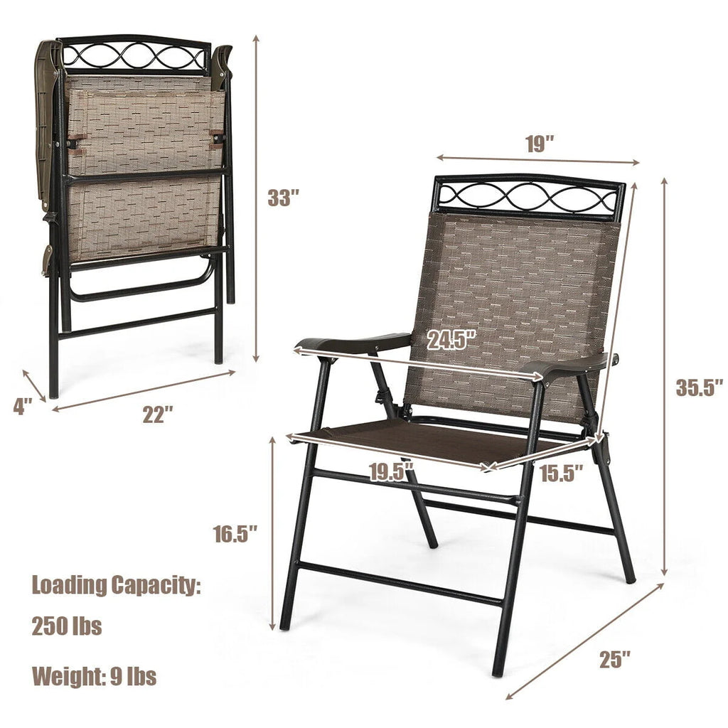 Set of 4 Portable Folding Sling Chairs with Armrest C6835