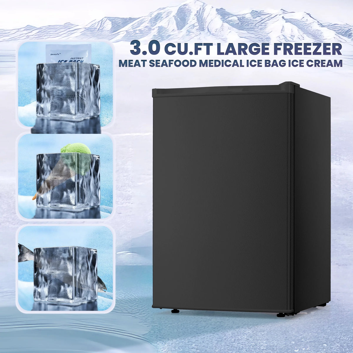3.0 Cu.ft Compact Upright Freezer with Reversible Door V3215