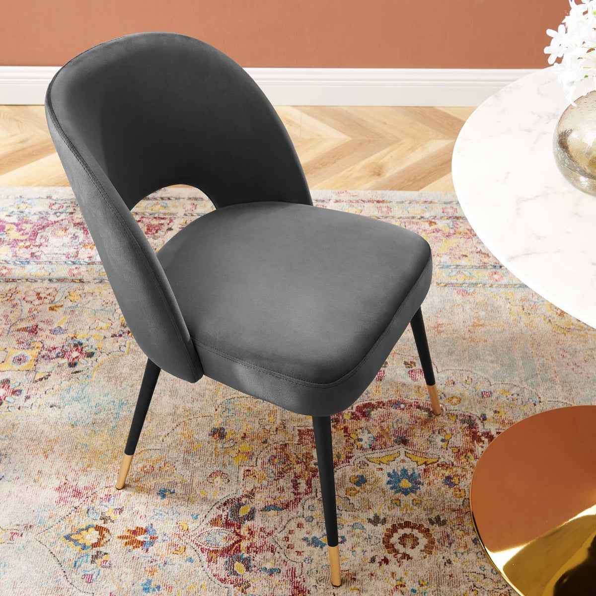 Navy Performance Velvet Dining Side Chair J96696