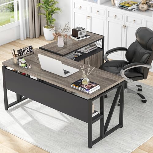 L Shaped Desk with Drawer Cabinet and File Cabinet O4430