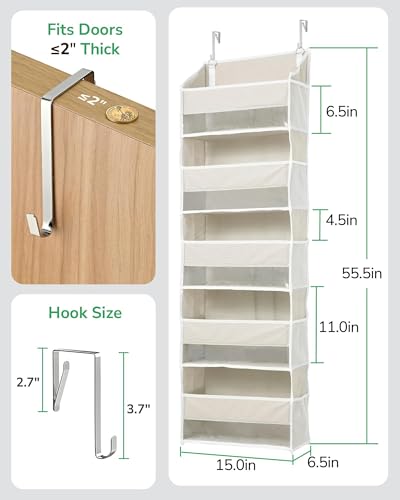 Over Door Hanging Storage Organizer with 5 Large Pockets and Clear Window K77914